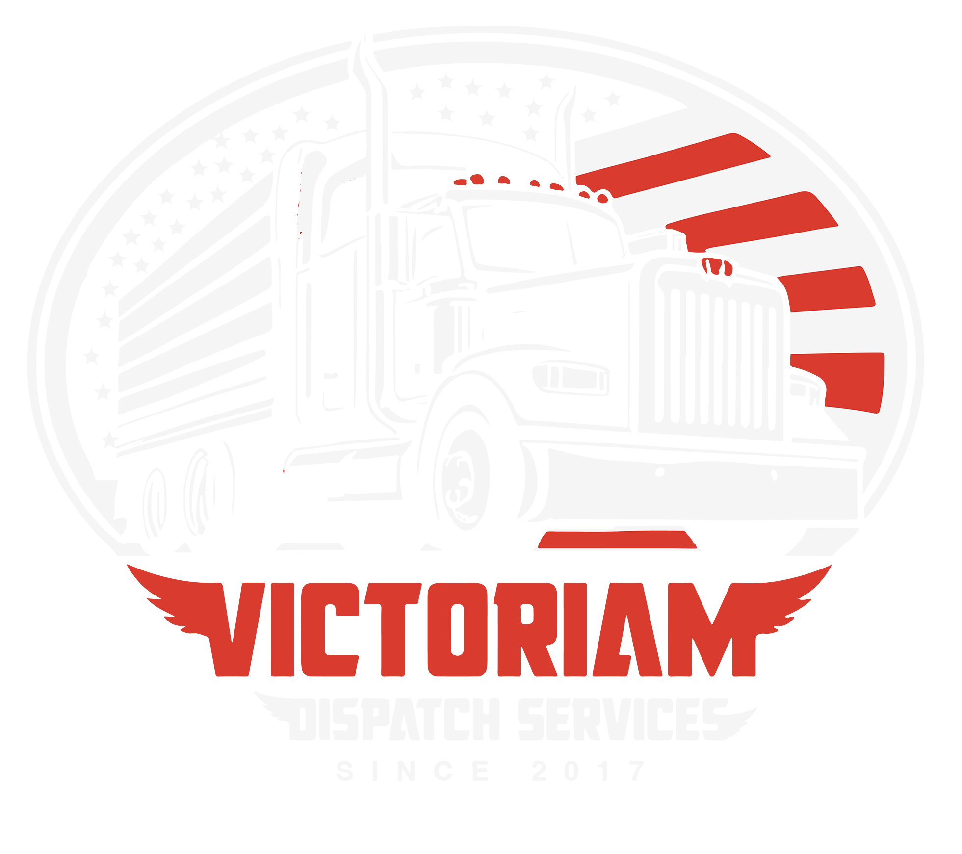 Logo of the company with a truck